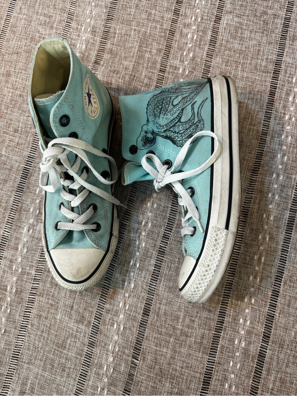 Converse High-Top Canvas Sneakers with Octopus Graphic